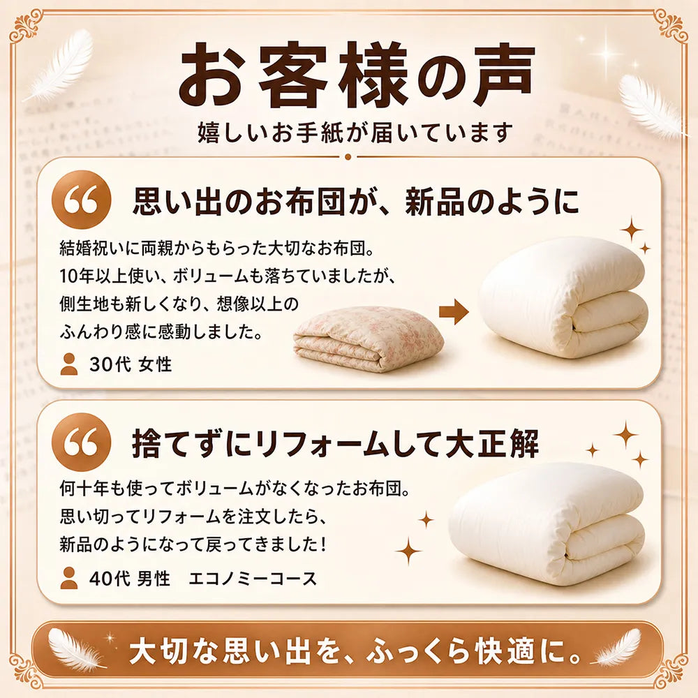 羽毛布団打ち直し（リフォーム）エコノミーコース