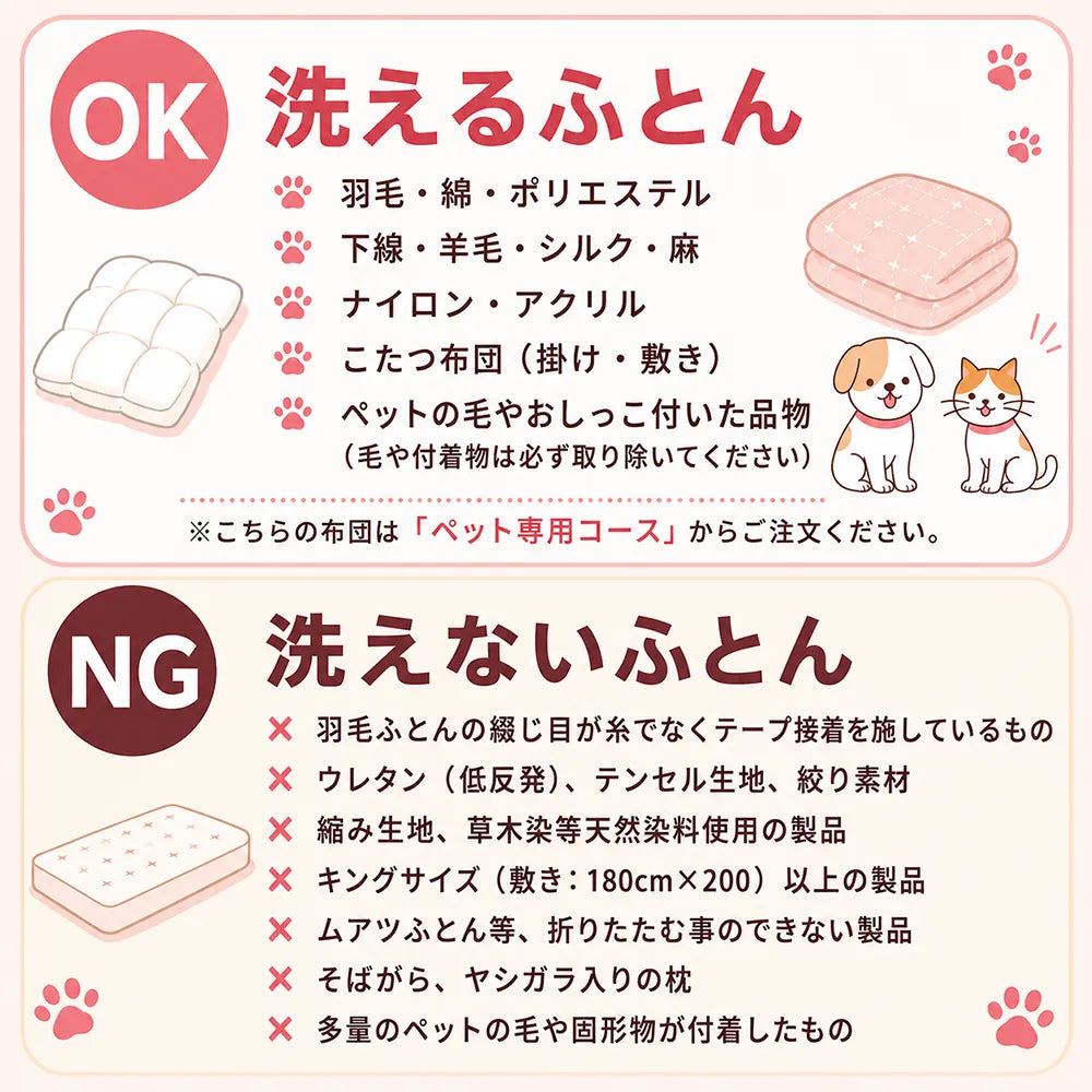 ペットと一緒に使用している布団クリーニング