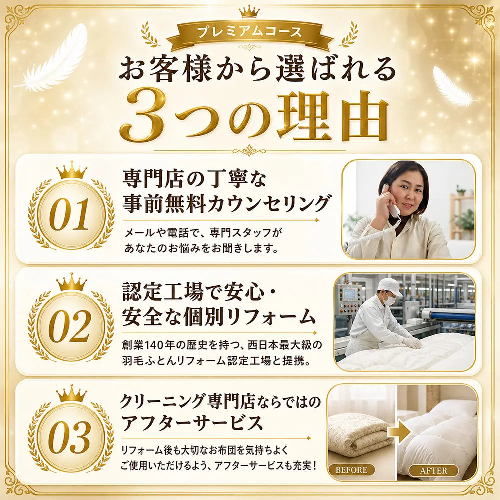 羽毛布団打ち直し（リフォーム）プレミアムコース