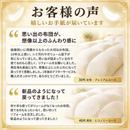 羽毛布団打ち直し（リフォーム）プレミアムコース